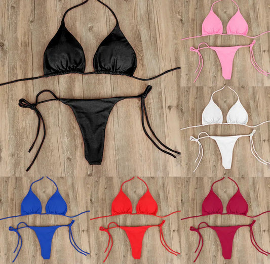 Einfarbiges Bikini-Set