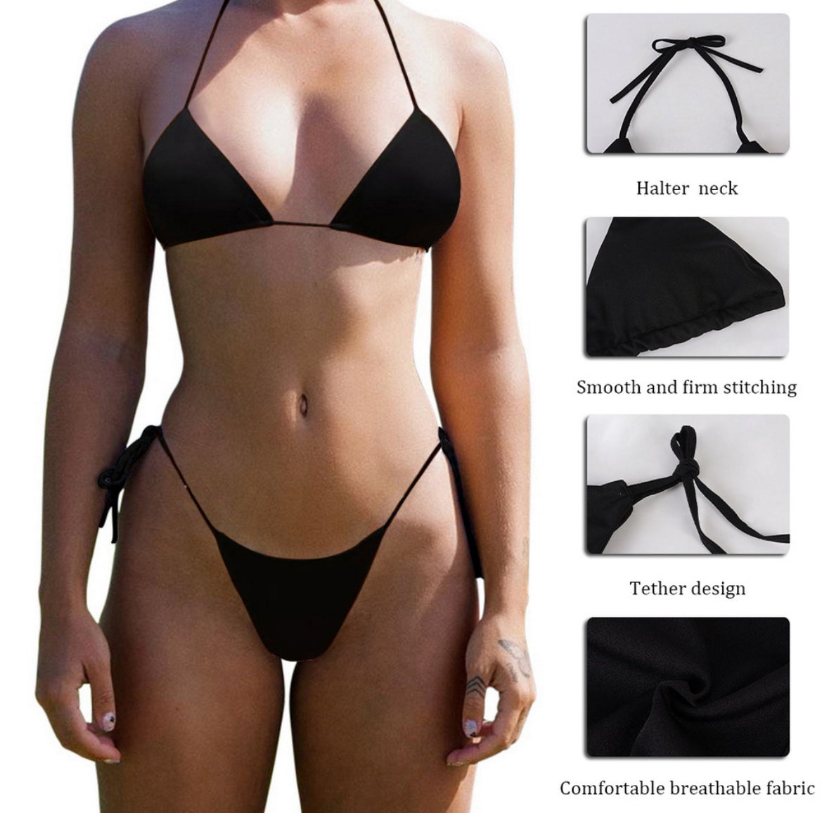 Einfarbiges Bikini-Set