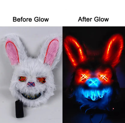 Leuchtende LED Horror-Hasen Maske