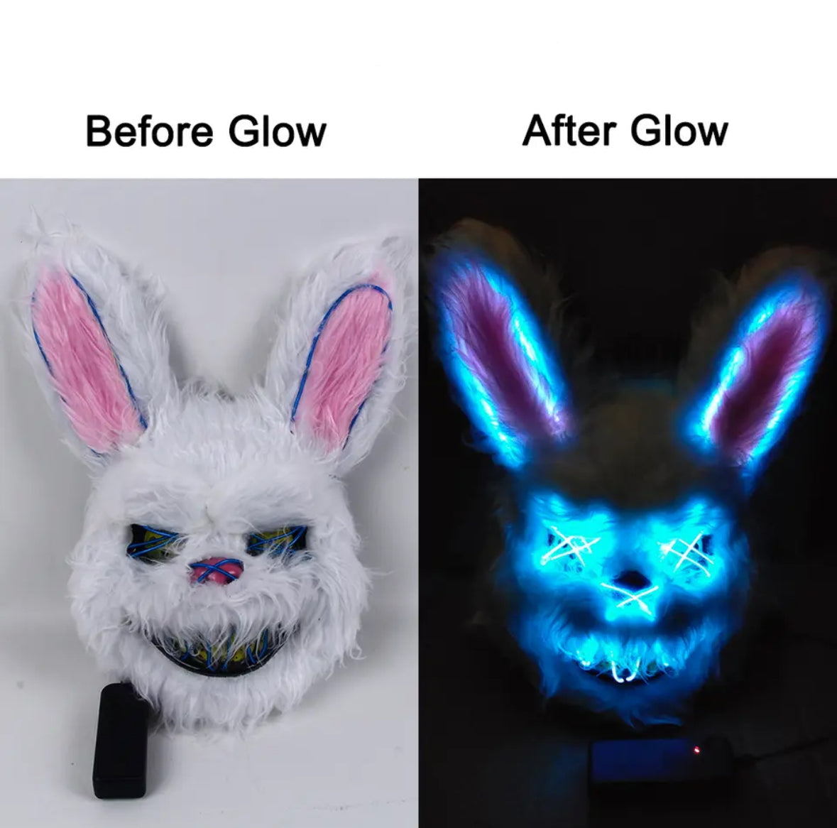 Leuchtende LED Horror-Hasen Maske