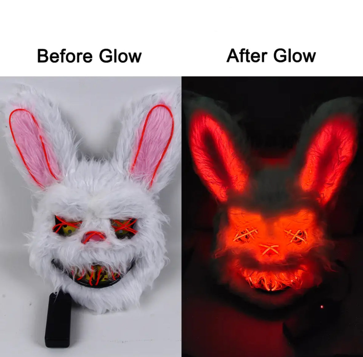 Leuchtende LED Horror-Hasen Maske