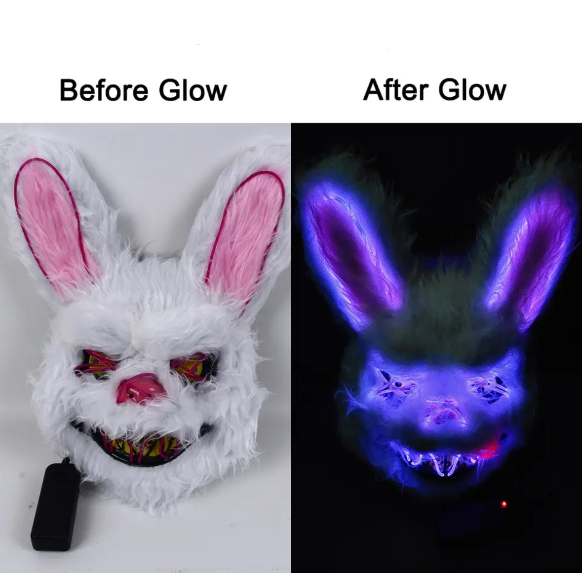 Leuchtende LED Horror-Hasen Maske