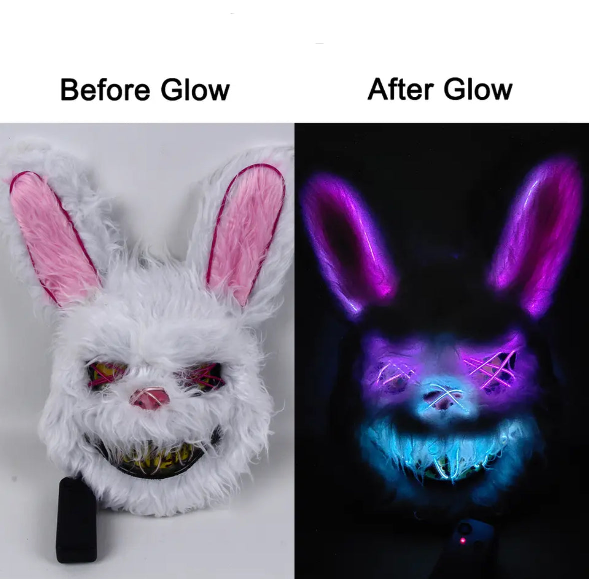 Leuchtende LED Horror-Hasen Maske