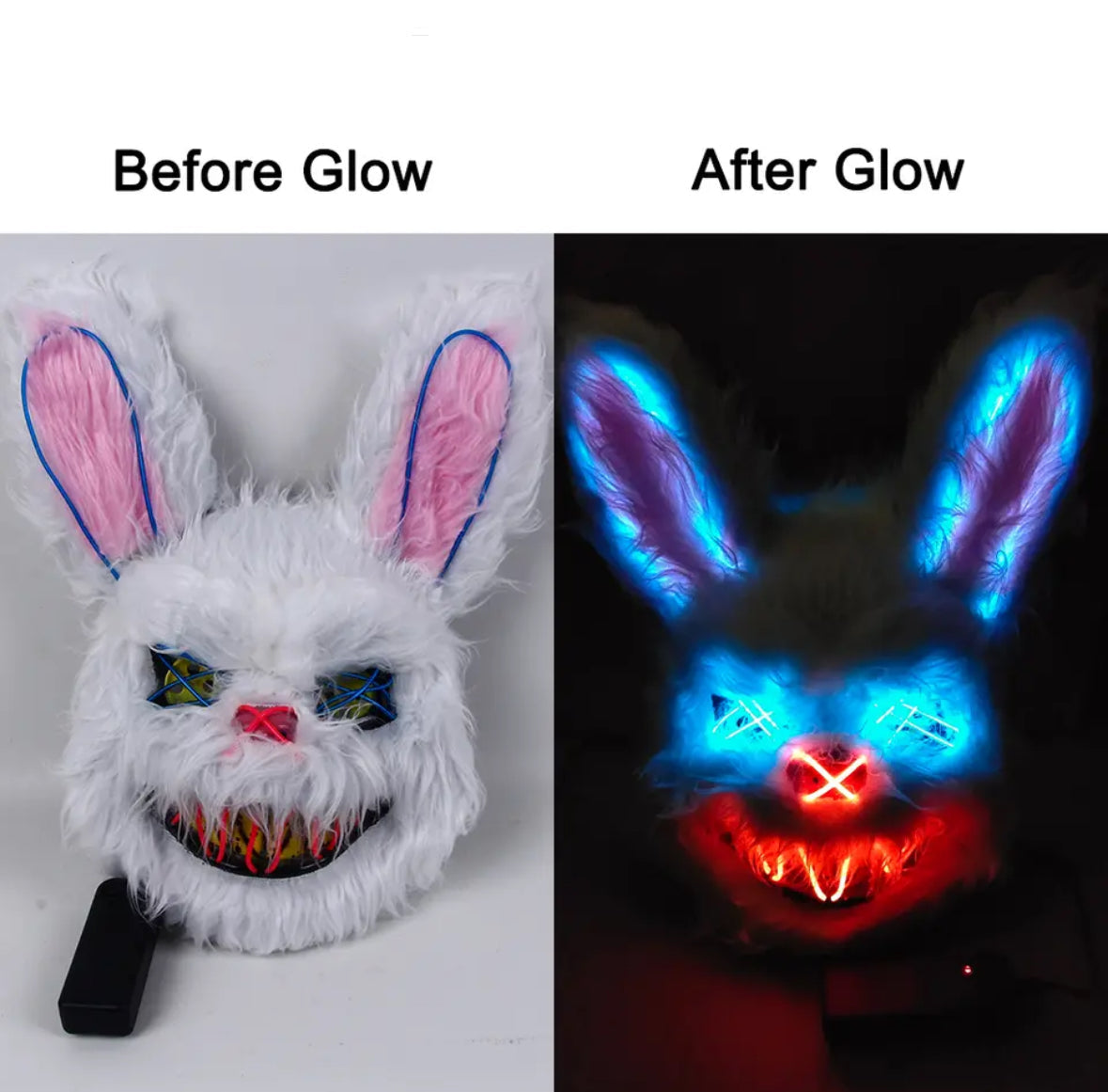 Leuchtende LED Horror-Hasen Maske