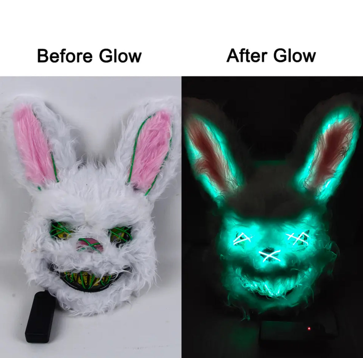 Leuchtende LED Horror-Hasen Maske